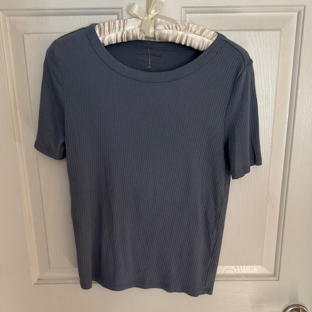Blue Lucky Brand Ribbed Women's Top SZ S NWOT